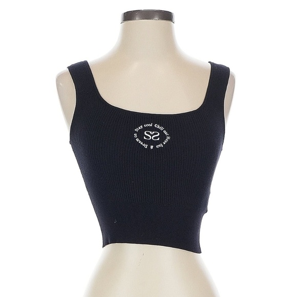 SANDRO Calvi Cropped Top Black Stay Cool Have Fun Chill Out Dream On 0 = XS - Picture 6 of 12